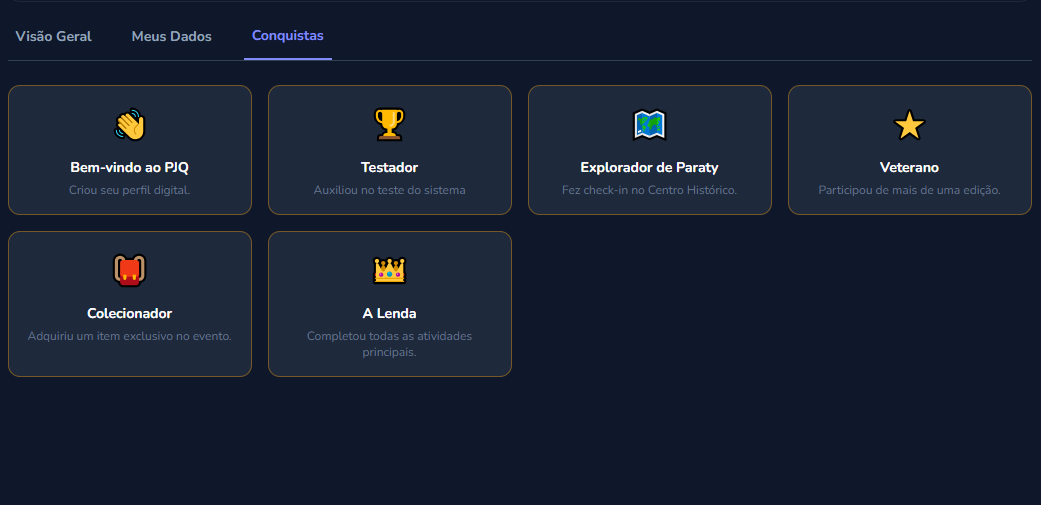 Sistema de conquistas Phygital em desenvolvimento